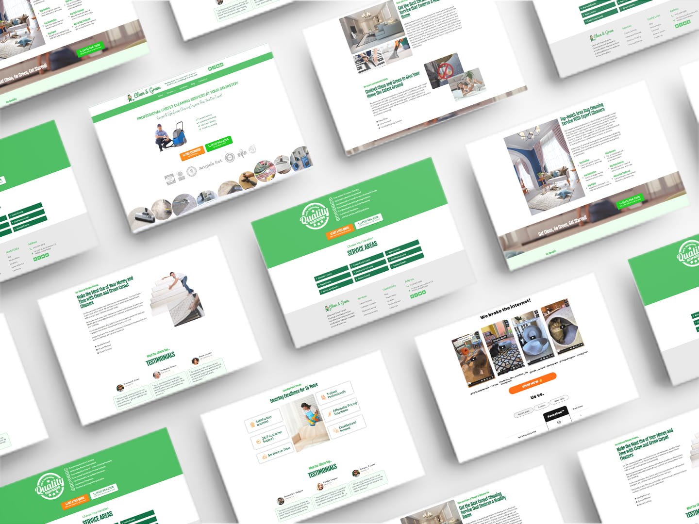 Clean & Green Carpet Cleaning webpage mockup