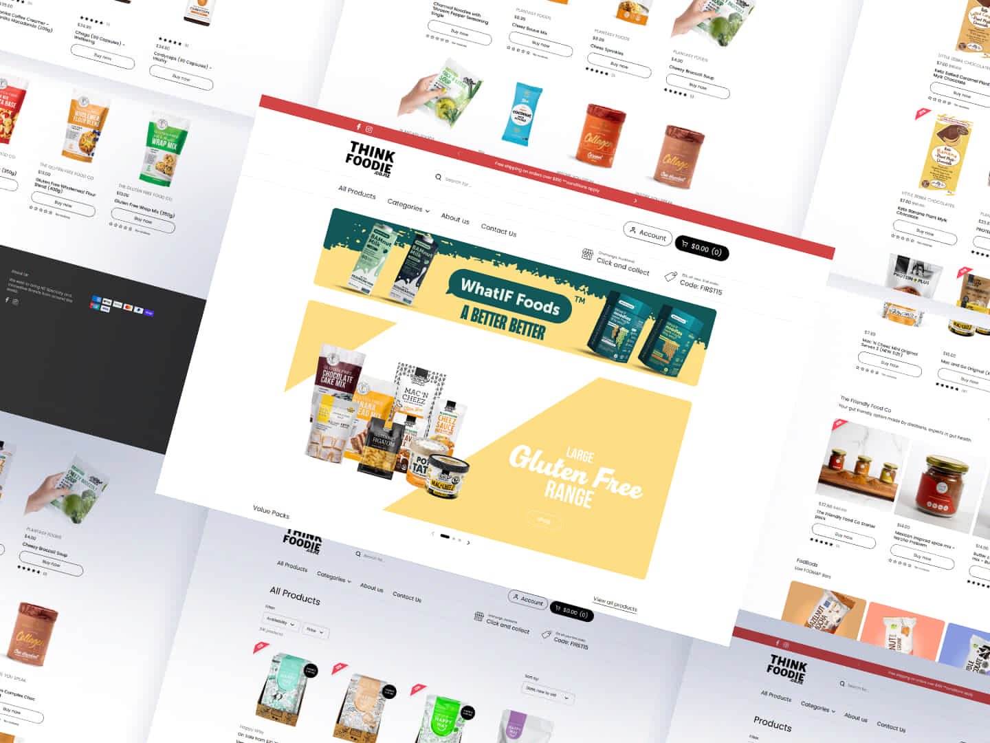Think Foodie webpage mockup
